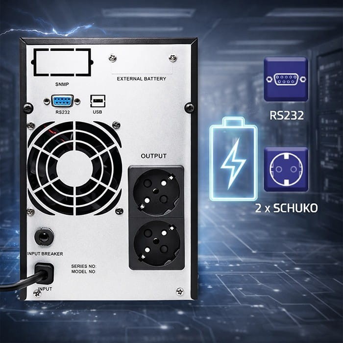 Qoltec Zasilacz awaryjny UPS Pure Sine Wave | 1kVA | 800W | AVR | LCD | Czysty Sinus