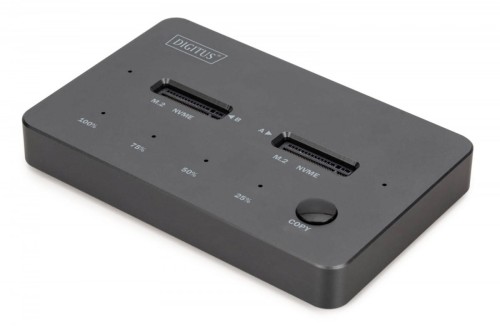 Digitus Stacja dokująca dysków z funkcją klonowania | USB-C 3.1 Gen2 10Gbps | SSD M.2 NVMe (max. 2x 4TB) | Funkcja Offline Clone | Czarna