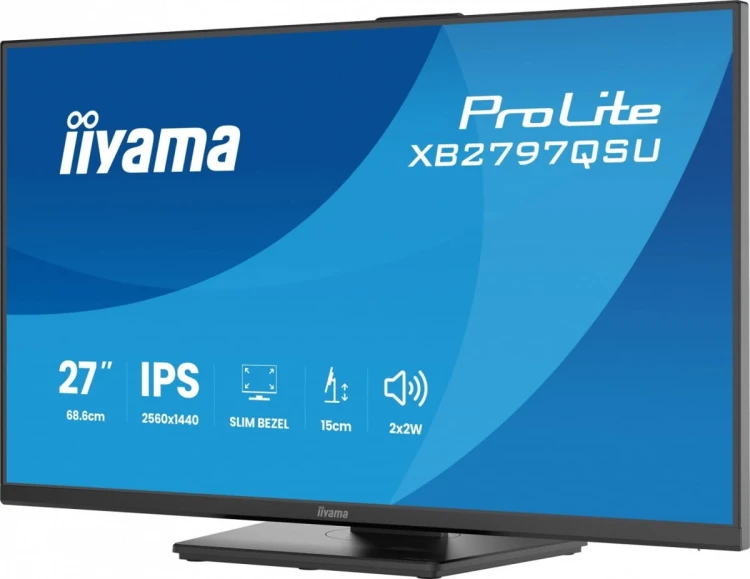 IIYAMA Monitor ProLite  27 cali XB2797QSU-B1 IPS,QHD,2xHDMI,DP,350cd,75Hz,1000:1,     USB HUB,x4 ((2x Type-A v.3.2 Gen 1 (5Gbps, 4.5W) 2x Type-C (5Gbp