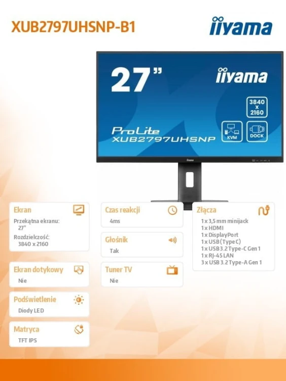 IIYAMA Monitor 27 cali XUB2797UHSNP-B1 + Norton Small Business card 250G PL