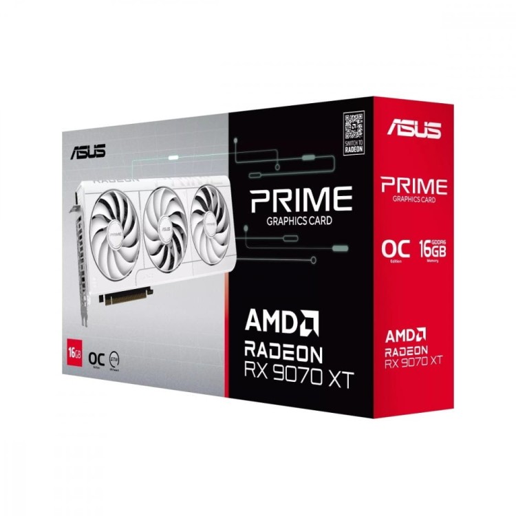 Asus Karta graficzna Radeon RX 9070 XT PRIME OC WHITE 16GB GDDR6 256bit 3DP/HDMI
