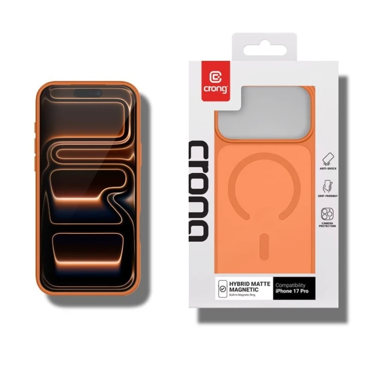 CRONG Etui Hybrid Matte Magnetic Etui MagSafe iPhone 17 Pro Pomarańczowe
