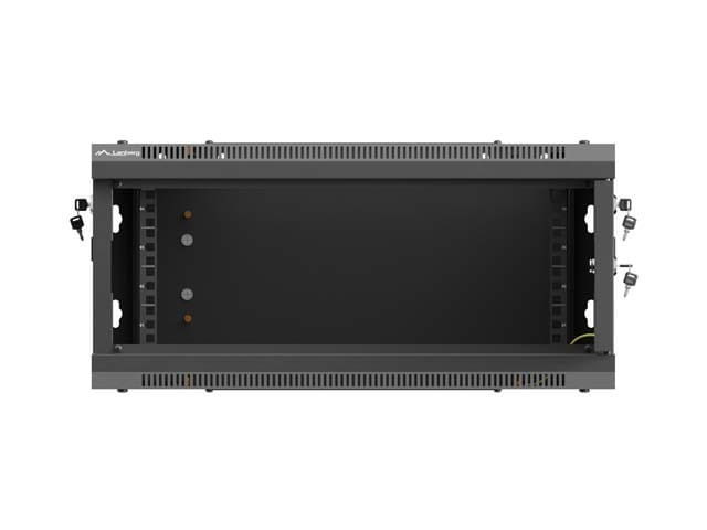 Lanberg Szafa instalacyjna rack wisząca 19 cali 4U 600x450 czarna drzwi metalowe (flat pack)