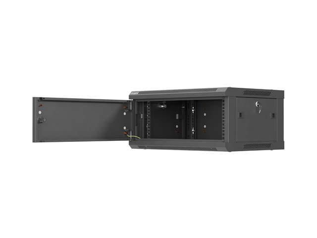 Lanberg Szafa instalacyjna rack wisząca 19 cali 4U 600x450 czarna drzwi metalowe (flat pack)