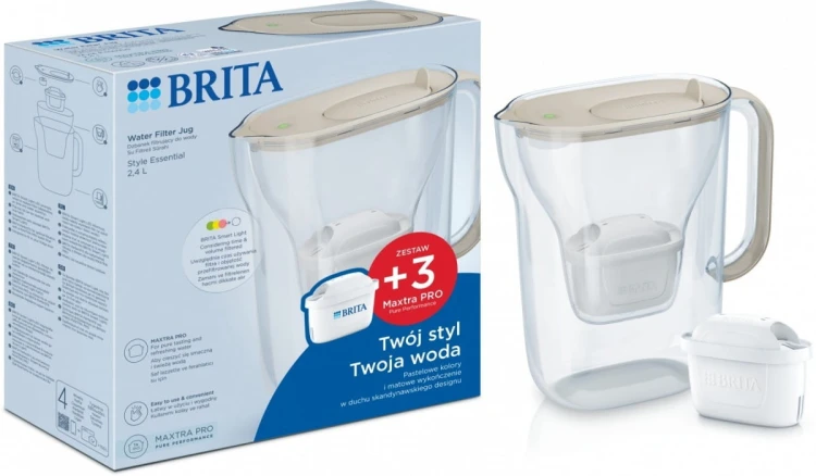 Brita Dzbanek filtrujący Style Essential 2.4l + 3 wkłady, piaskowy