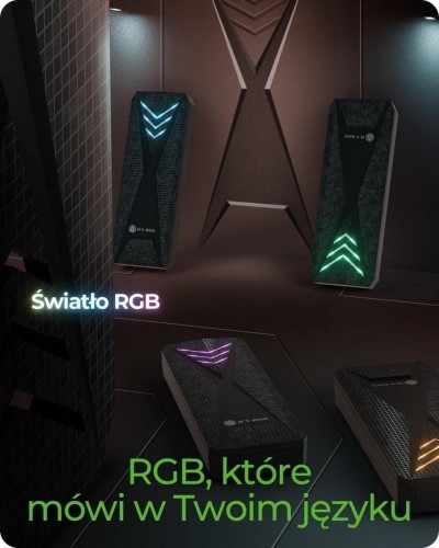 IcyBox Obudowa dysku IB-1805ML-CU31 NVMe M.2 SSD, RGB oświetlenie