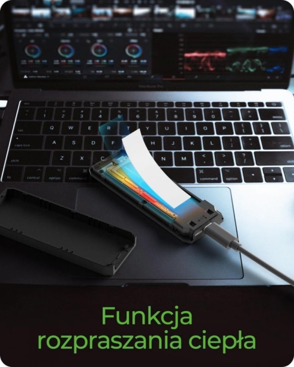 IcyBox Obudowa dysku IB-1805ML-CU31 NVMe M.2 SSD, RGB oświetlenie