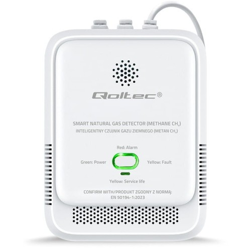 Qoltec Czujnik wycieku gazu ziemnego | detektor CH4 | NG | alarm 85dB | LED