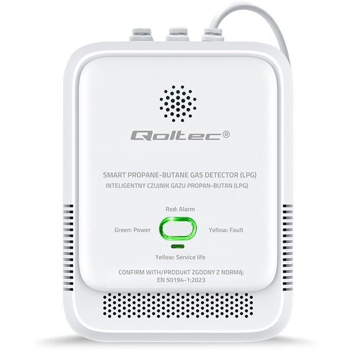 Qoltec Czujnik wycieku gazu Propan-Butan | detektor LPG | alarm 85dB |  LED