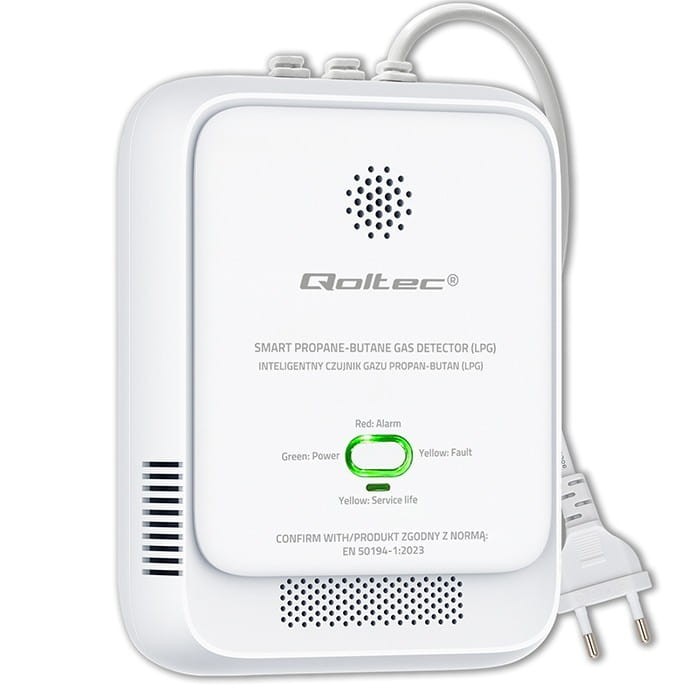 Qoltec Czujnik wycieku gazu Propan-Butan | detektor LPG | alarm 85dB |  LED