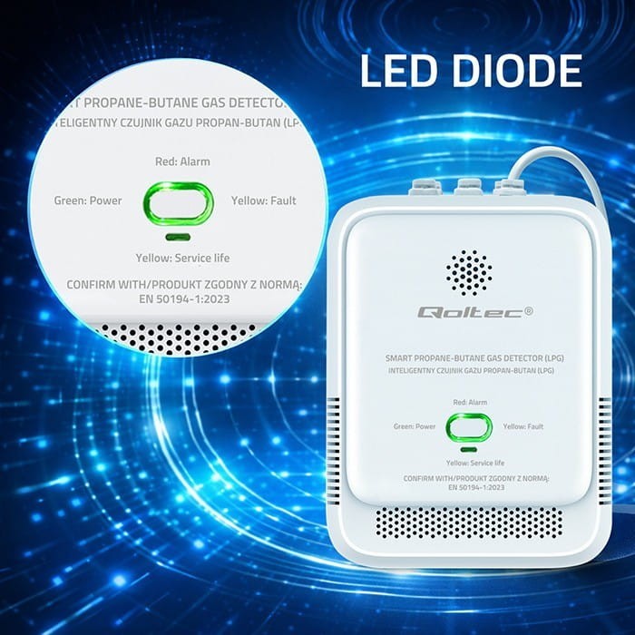 Qoltec Czujnik wycieku gazu Propan-Butan | detektor LPG | alarm 85dB |  LED