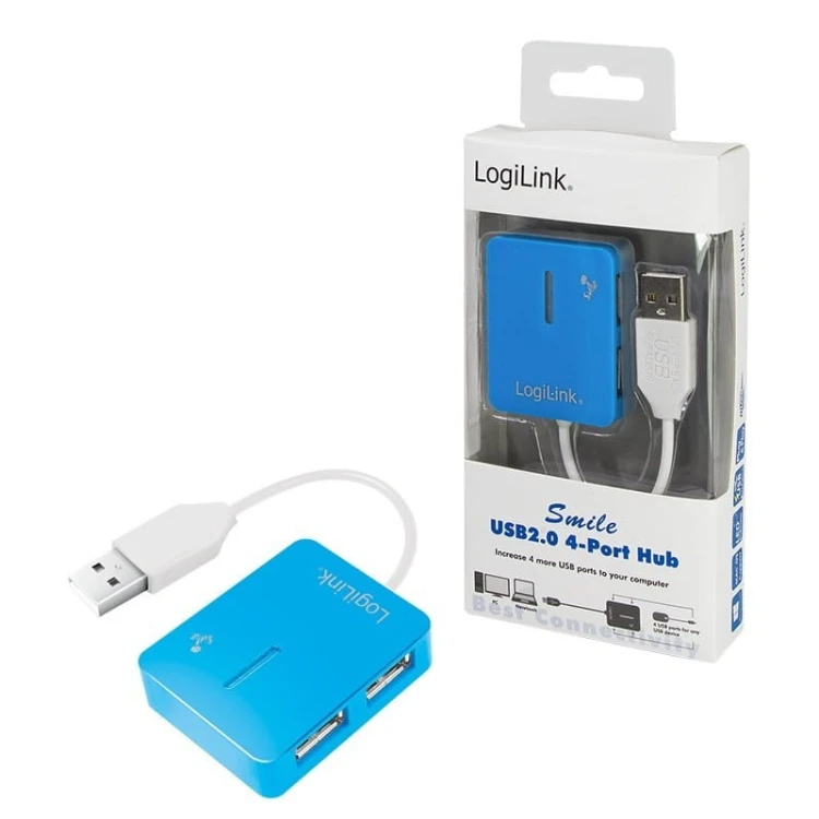 LogiLink HUB USB 2.0 4-portowy Smile - niebieski