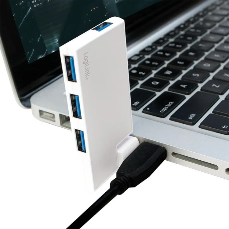 LogiLink Hub 4xUSB3.0, OTG, srebrny