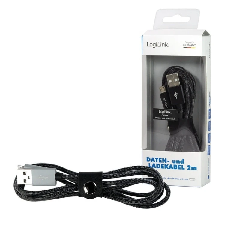LogiLink Kabel USB 2.0 A męski do Micro-B męski, dł. 2m szary