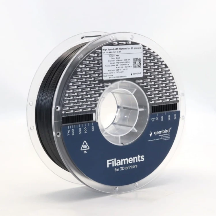 Gembird Filament ABS High Speed, 1,75 mm, 1 kg, czarny