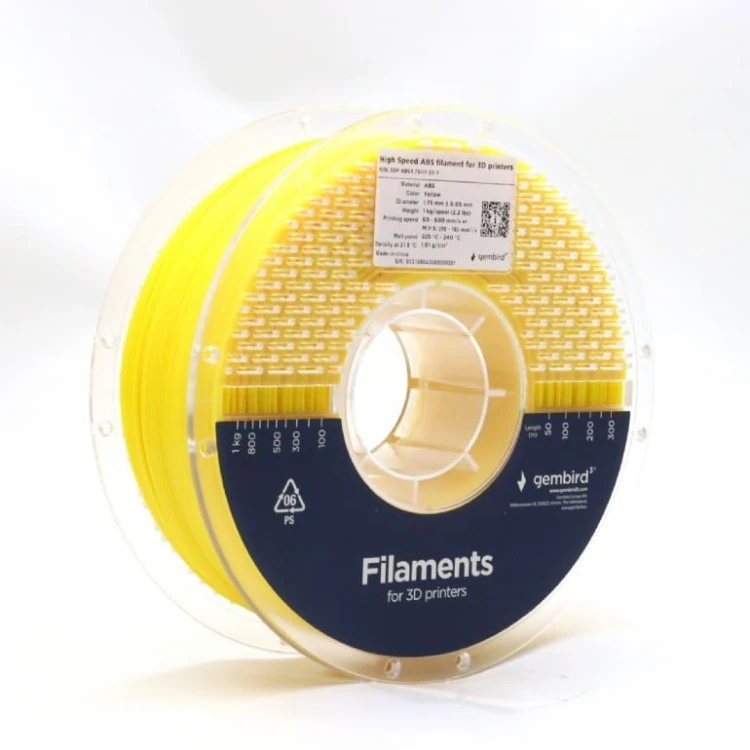 Gembird Filament ABS High Speed, 1,75 mm, 1 kg, żółty