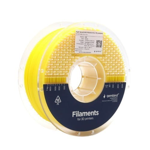 Gembird Filament ABS High Speed, 1,75 mm, 1 kg, żółty