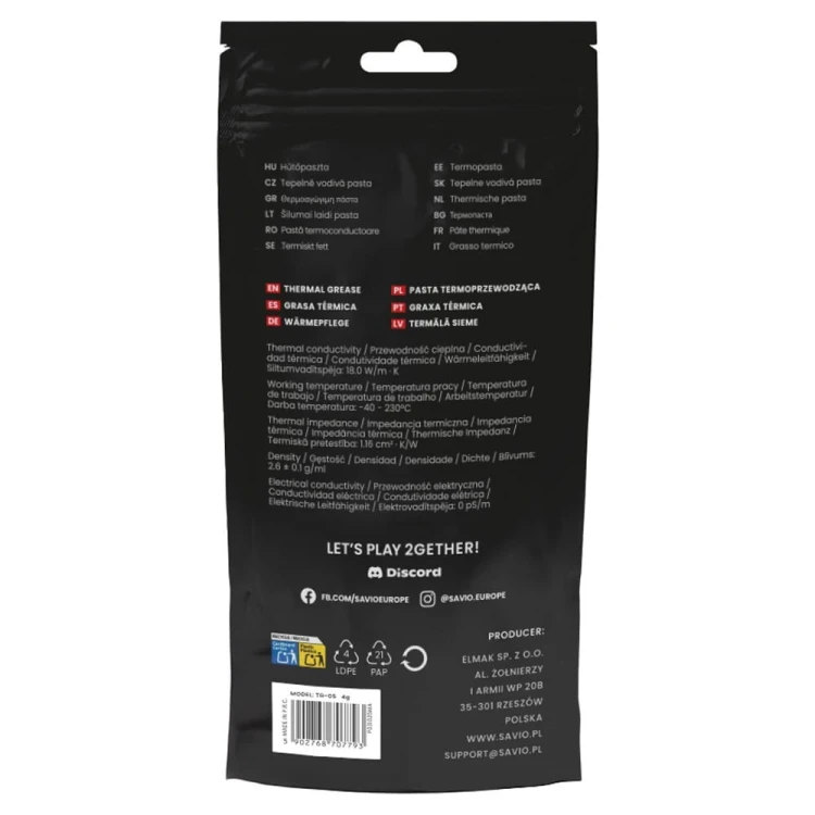 Savio Pasta termoprzewodząca Glacier 18W/mK 1g TG-05