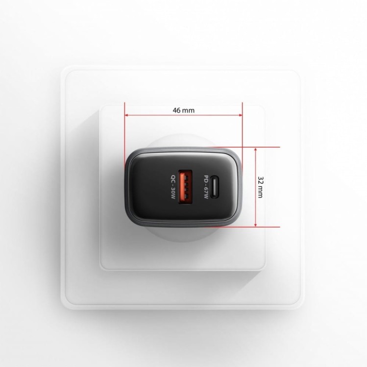 AXAGON Ładowarka sieciowa ACU-PQ67 PD&QC 67W 2-port GaN, USB-A + USB-C