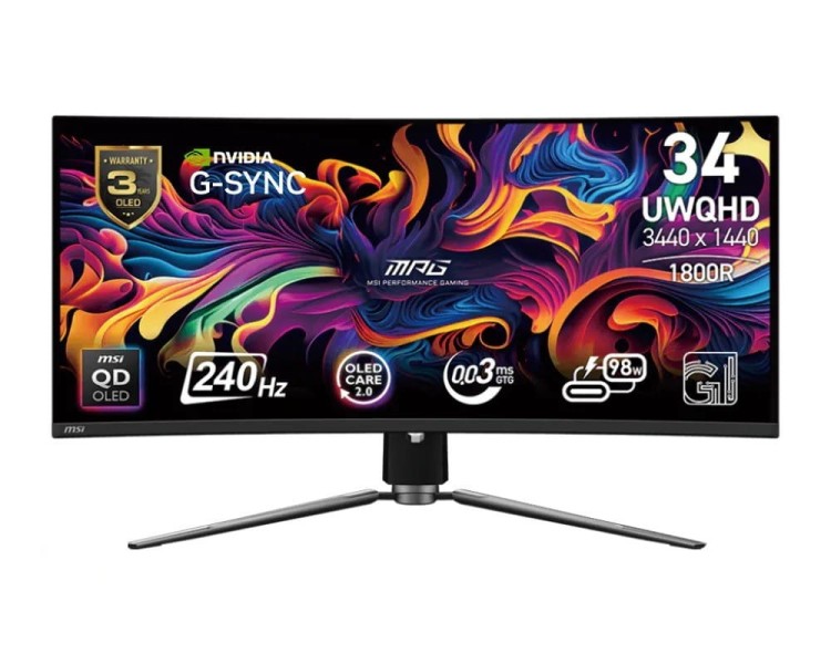 MSI Monitor MPG 341CQPX QD-OLED 34 cale/LED/UWQHD/Zakrzywiony/240Hz/Czarny