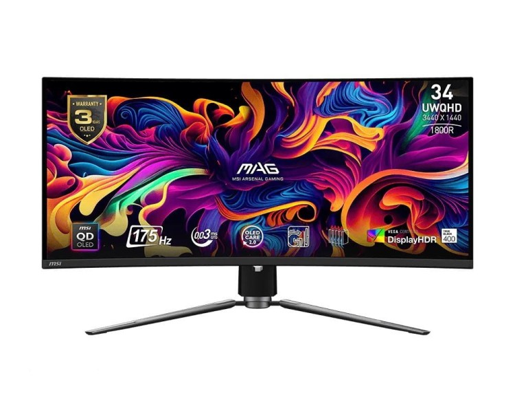 MSI Monitor MAG 341CQP QD-OLED 34 cale/QD-LED/UWQHD/Zakrzywiony/175Hz/Czarny
