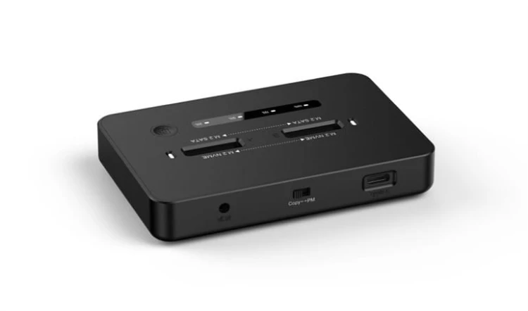 Gembird Stacja dokująca do komputerów stacjonarnych z dwoma dyskami SSD USB typu C, M.2 NVME (i SATA), czarna