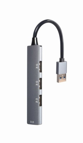 Gembird HUB USB 4-Porty (USB3 x 1, USB2 x 3), srebrny