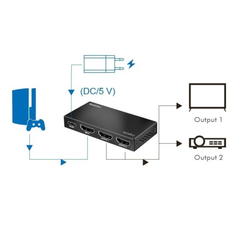 LogiLink Splitter HDMI, 1x2-Port 4K/60Hz