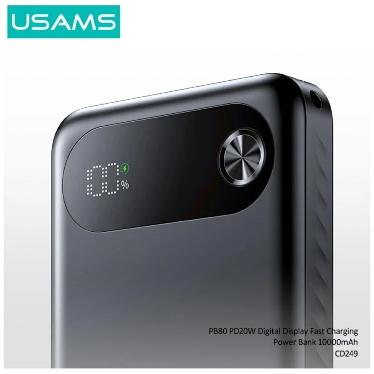 USAMS Powerbank PB80 10000mAh 20W PD 2xUSB-A + USB-C biały