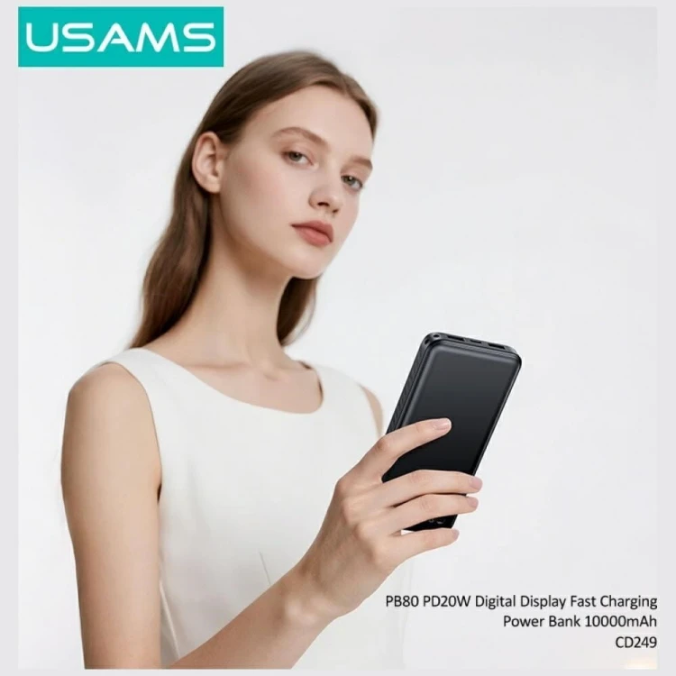 USAMS Powerbank PB80 10000mAh 20W PD 2xUSB-A + USB-C biały