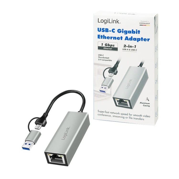 LogiLink Adapter USB-C do Gigabit Ethernet + USB