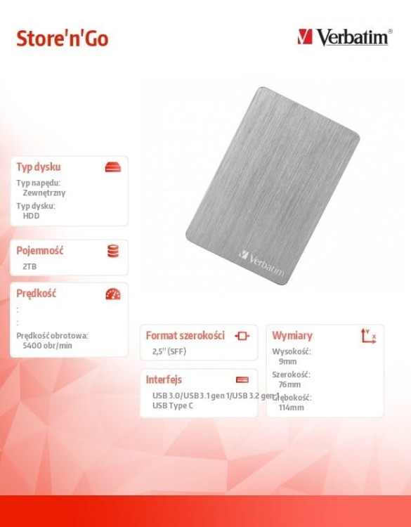 Verbatim Store n Go ALU Slim 2TB USB 3.0 53666