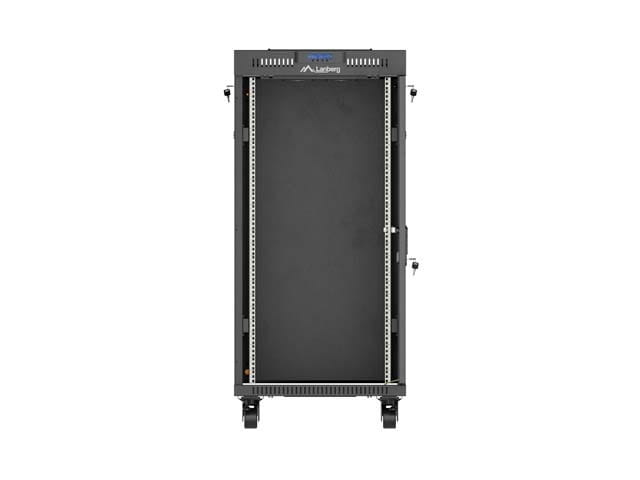Lanberg Szafa instalacyjna rack stojąca 19" 24U 600x600  czarna drzwi przeszklone LCD ( Flat pack)V2