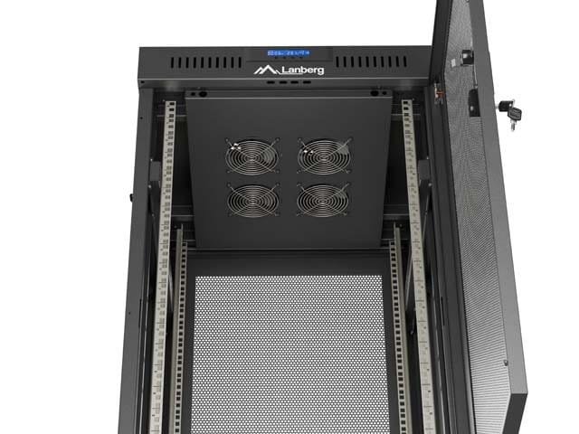 Lanberg Szafa instalacyjna rack stojąca 19" 24U  600x600 czarna drzwi perforowane LCD (Flat pack) V2