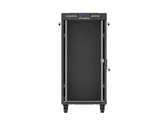 Lanberg Szafa instalacyjna rack stojąca 19" 24U  600x800 czarna drzwi przeszklone LCD ( Flat pack) V2