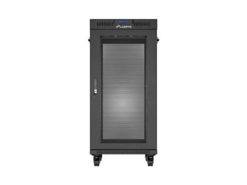 Lanberg Szafa instalacyjna rack stojąca 19" 24U 600x800 czarna drzwi perforowane LCD ( Flat pack) V2