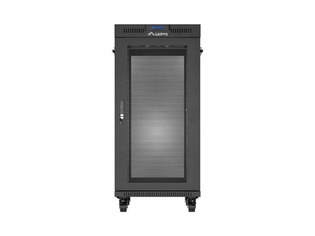 Lanberg Szafa instalacyjna rack stojąca 19" 24U 600x800 czarna drzwi perforowane LCD ( Flat pack) V2