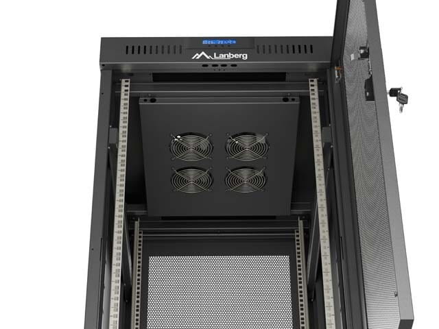 Lanberg Szafa instalacyjna rack stojąca 19" 24U 600x800 czarna drzwi perforowane LCD ( Flat pack) V2