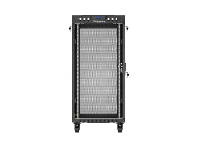 Lanberg Szafa instalacyjna rack stojąca 19" 24U 600x800 czarna drzwi perforowane LCD ( Flat pack) V2