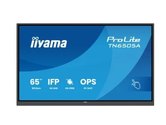 IIYAMA Monitor 65 cali TN6505A-B1AG IPS,4K,40pkt,500cd,nonOS,1200:1,5ms,    DeepContrast-IR+, 1xVGA,2xHDMI,DP,USB-C(PD65W),2xRJ45,2x20W,PiP,PbP,UCHWYT