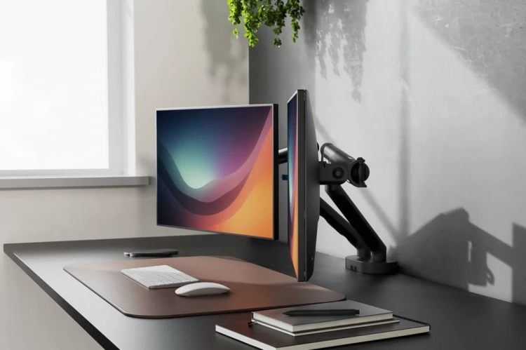 Digitus Ramię biurkowe podwójne z zaciskiem i sprężyną mechaniczną 2x LCD max. 35" obciążenie 2x10kg, VESA: 75x75, 100x100, czarne
