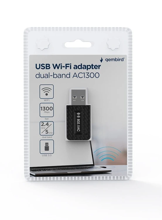 Gembird Karta sieciowa bezprzewodowa dwupasmowa USB Wi-Fi AC1300
