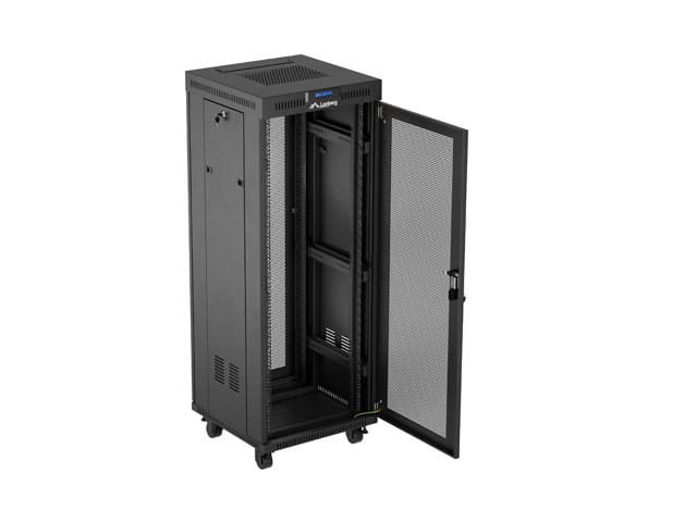 Lanberg Szafa instalacyjna rack stojąca 19 cali 32U 600x600 drzwi perforowane LCD czarna (Flat pack)