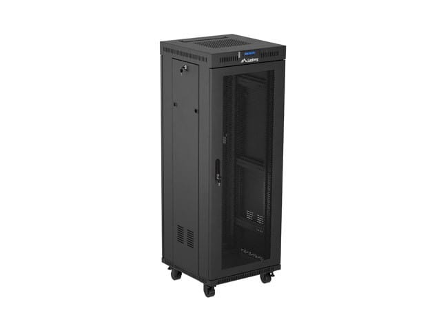 Lanberg Szafa instalacyjna rack stojąca 19 cali 32U 600x600 drzwi perforowane LCD czarna (Flat pack)