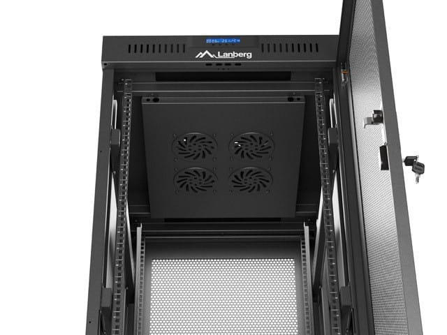Lanberg Szafa instalacyjna rack stojąca 19 cali 32U 600x800 drzwi perforowane LCD czarna (Flat pack)