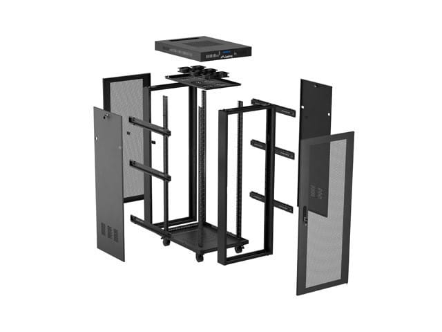 Lanberg Szafa instalacyjna rack stojąca 19 cali 32U 600x1000 drzwi perforowane LCD czarna (Flat pack)