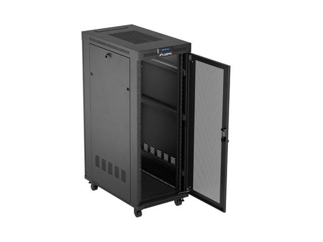 Lanberg Szafa instalacyjna rack stojąca 19 cali 32U 600x1000 drzwi perforowane LCD czarna (Flat pack)