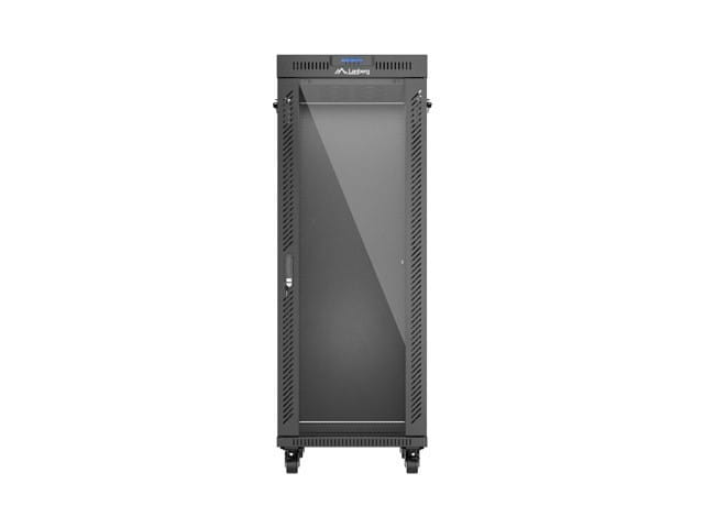 Lanberg Szafa instalacyjna rack stojąca 19 cali 32U 600x1000 drzwi przeszklone LCD czarna (Flat pack)