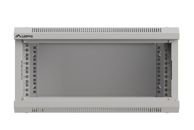 Lanberg Szafa instalacyjna rack wisząca 19" 4U 540x350 szara drzwi przeszklone (flat pack)
