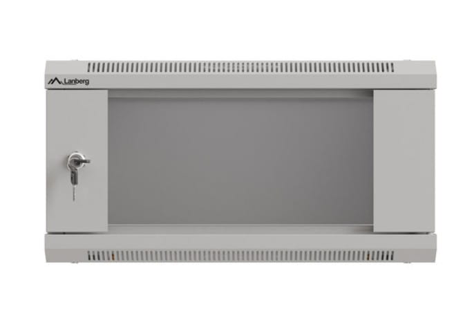 Lanberg Szafa instalacyjna rack wisząca 19" 4U 540x350 szara drzwi przeszklone (flat pack)